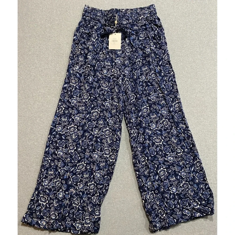 Down East Daily Flared Womens Flare Fall Floral Pants Size XL Blue Floral NWT!